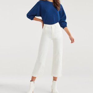 7 for all Mankind Corduroy Cropped Wide Leg Ivory